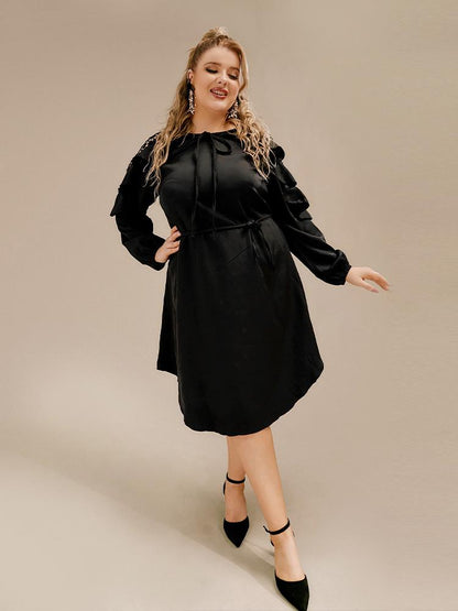 Floral Hollow Ruffled Irregular Hem Dress