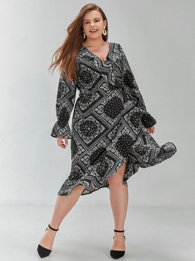 Vintage Printed Wrap Dress