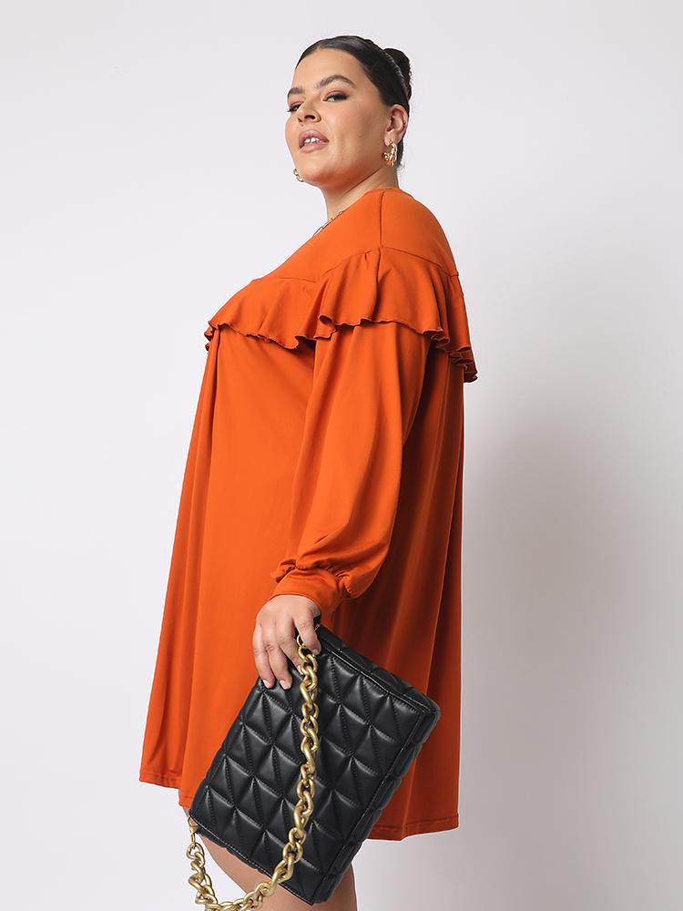 Ruffles Loose Round Neck Dress