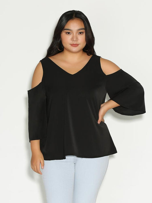 Cold Shoulder Satin Top