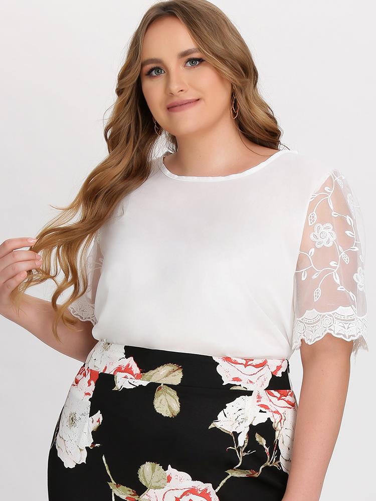 Lace Mesh Sleeve Blouse