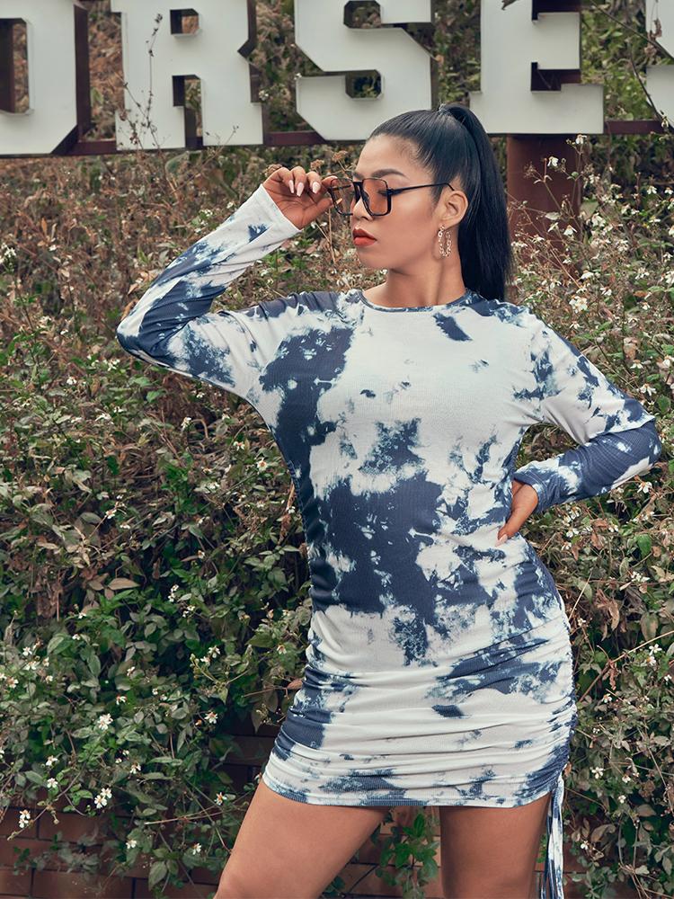 Tie Dye Ruched Dress