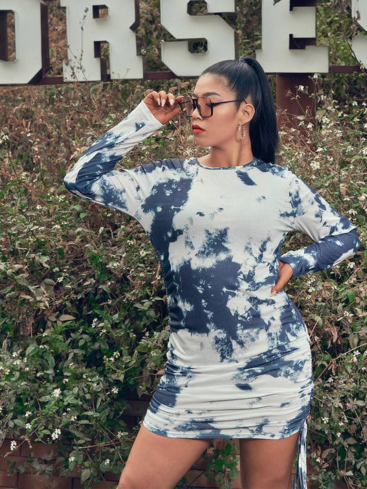 Tie Dye Ruched Dress