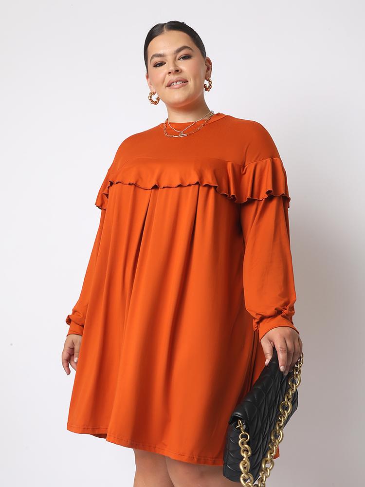 Ruffles Loose Round Neck Dress