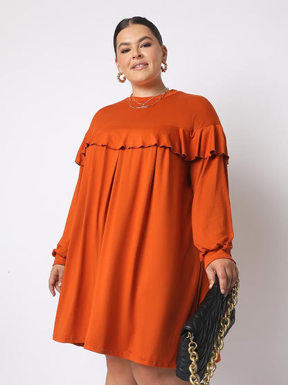 Ruffles Loose Round Neck Dress