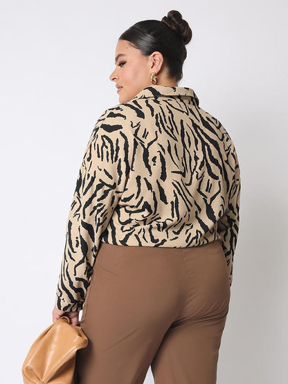 Zebra Print Long Sleeve Blouse