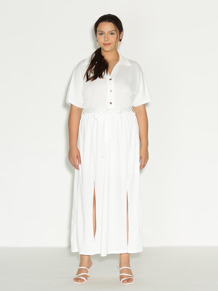 Button Split Hem Dress