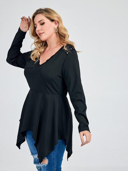 V-neck Solid Color Top