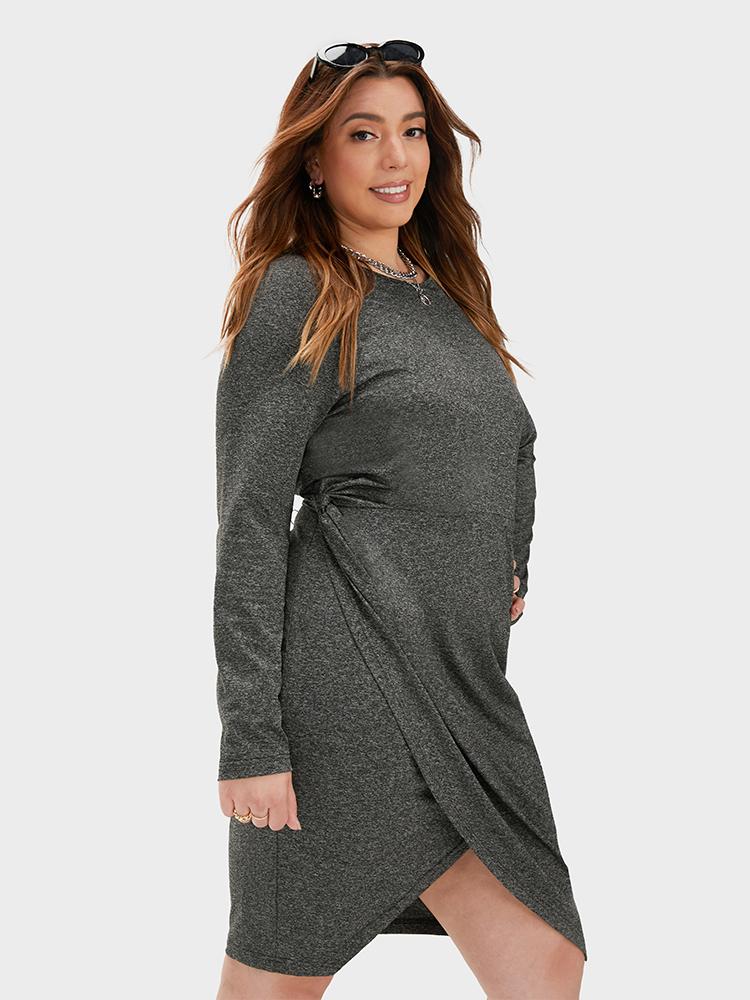 Solid Irregular Hem Bodycon Dress