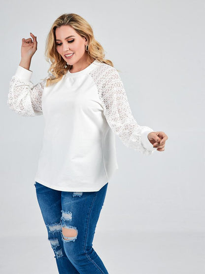 Lace Mesh Round-neck Top