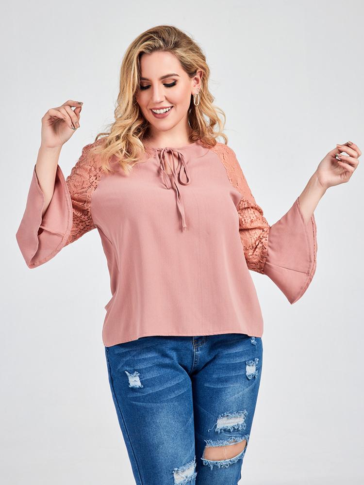 Lace Printed Flared Blouse