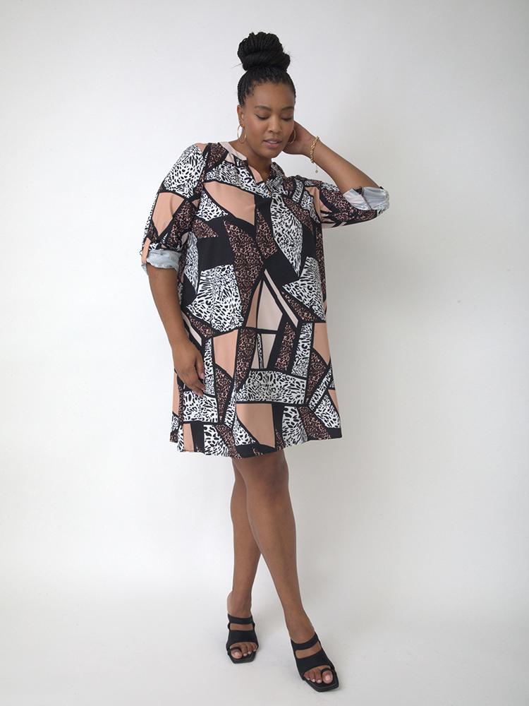 Leopard Print Gometric Dress