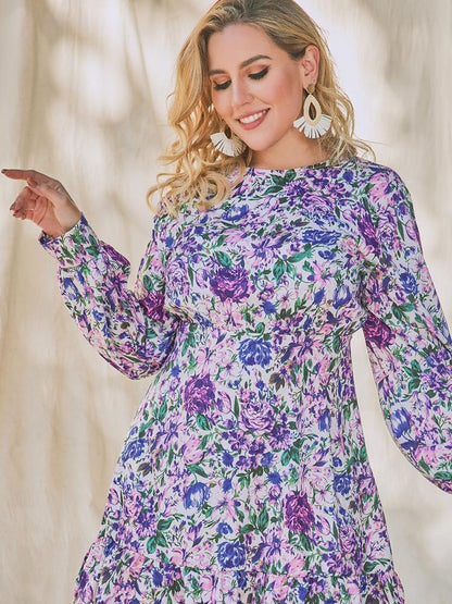 Ditsy Printed Round Neck Dress