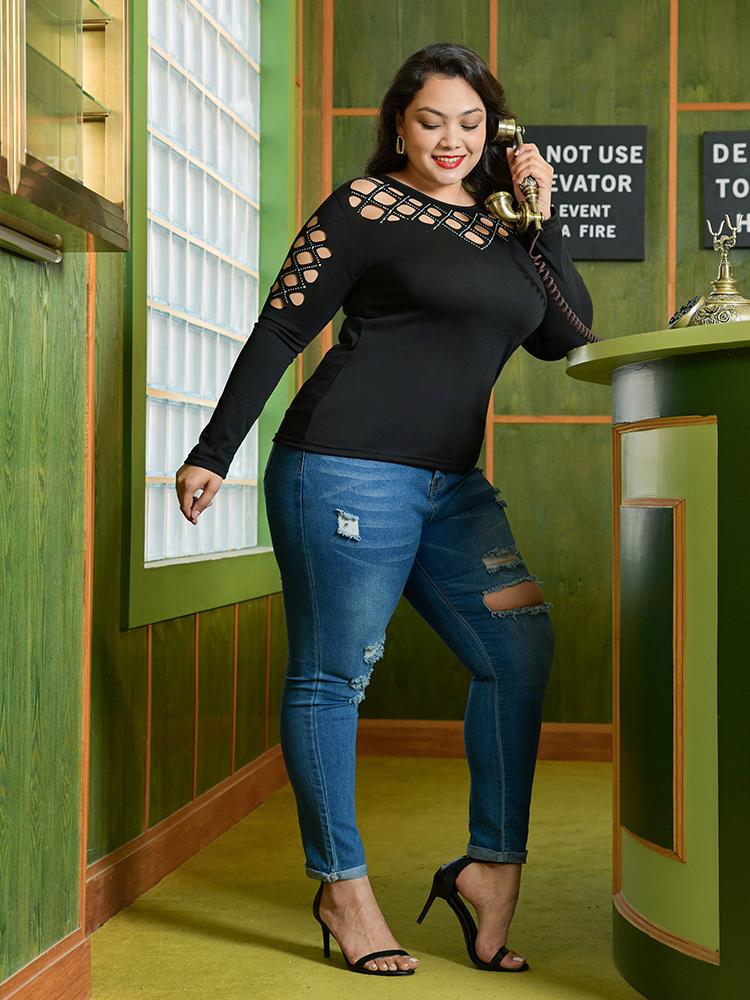 Cut Out Solid Color Top