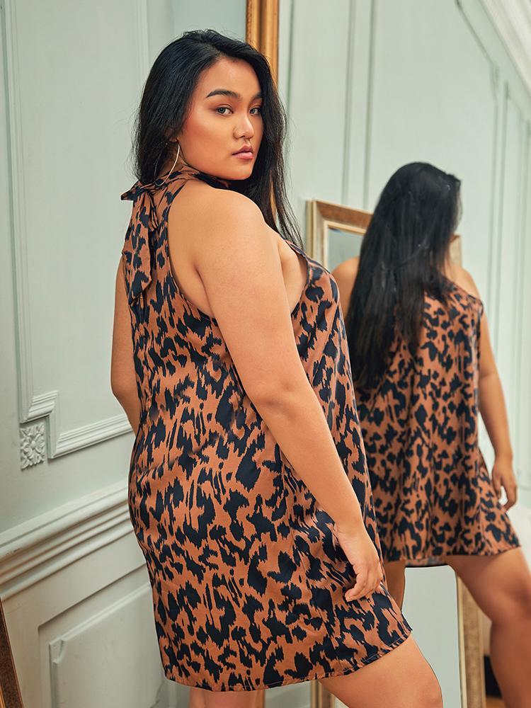 Leopard Knotted Halter Dress