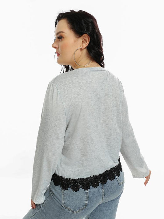 Lace Trim Round Neck T-Shirt