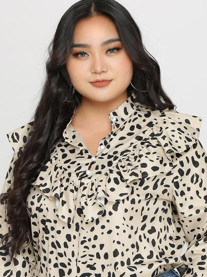 Leopard Ruffle Blouse