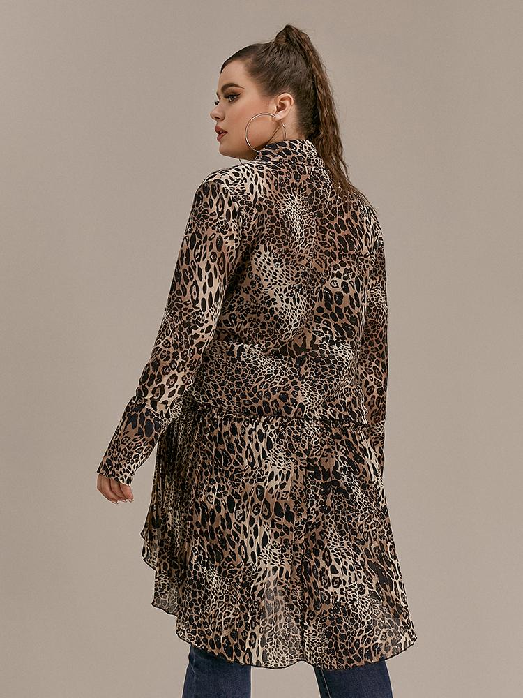 Leopard Lapel Collar Blouse
