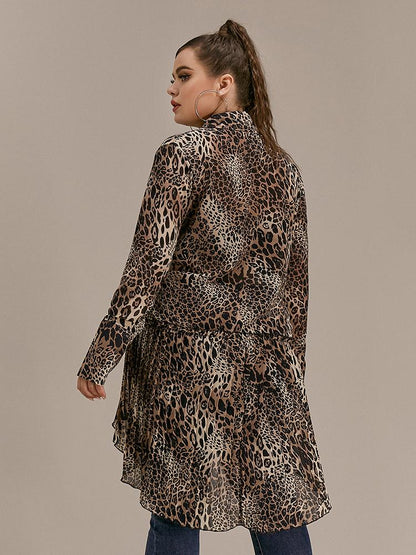Leopard Lapel Collar Blouse