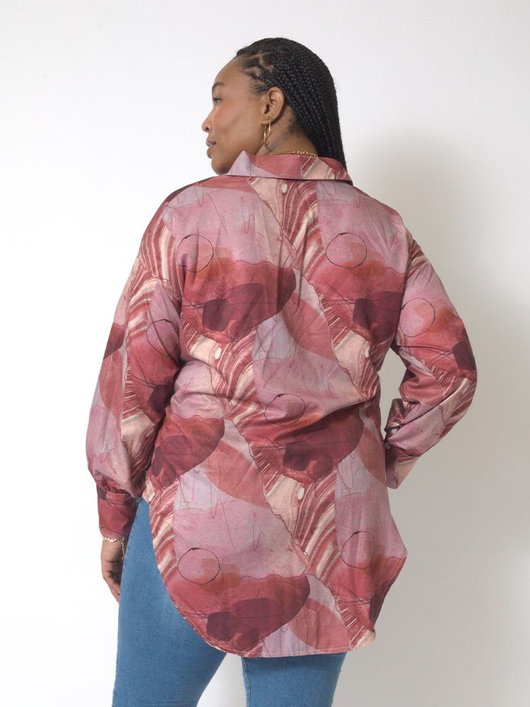 Printed Asymmetrical Dropped Shoulder Blouse