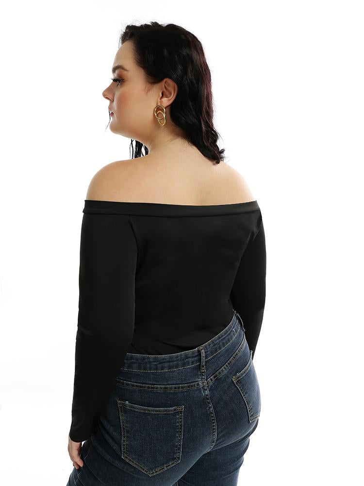 Deep V-neck Long-sleeved Smocking T-shirt