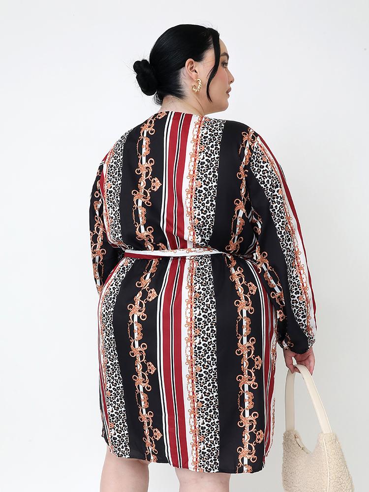 Leopard Striped Vintage Printed Dress