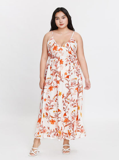 Leaf Print Surplice Dress