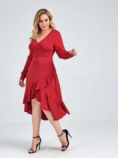 V-neck Asymmetrical Dress