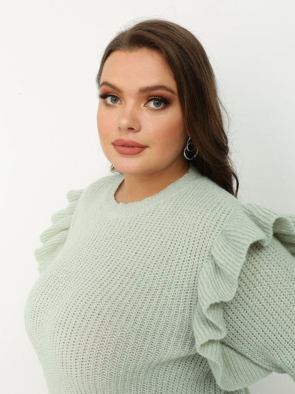 Ruffle Shoulder Long Sleeve Sweater