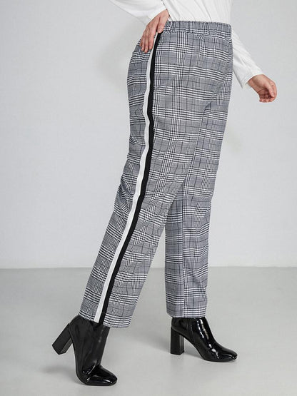 Check Stripe Print Pants