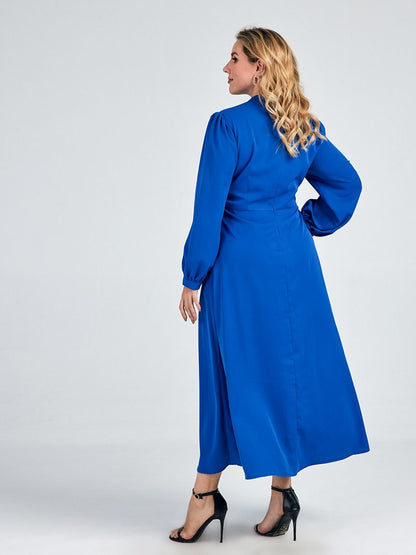 Half Turtleneck Solid Maxi Dress