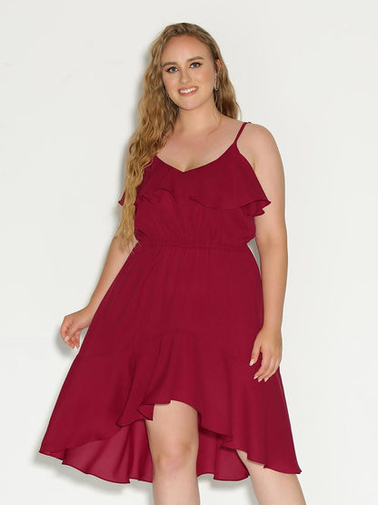 Irregular Hem Ruffle Dress