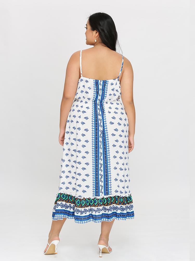 Backless Ethnic Printed Dress