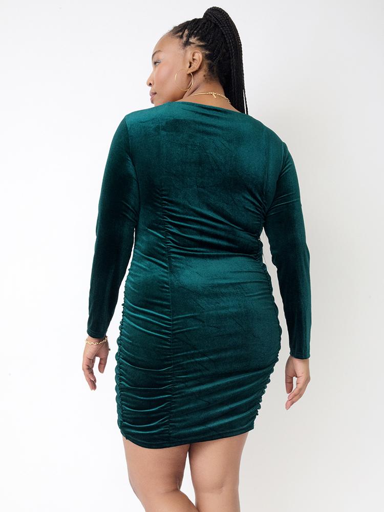 Drawstring Square Neck Bodycon Dress