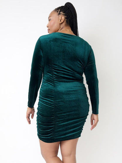 Drawstring Square Neck Bodycon Dress