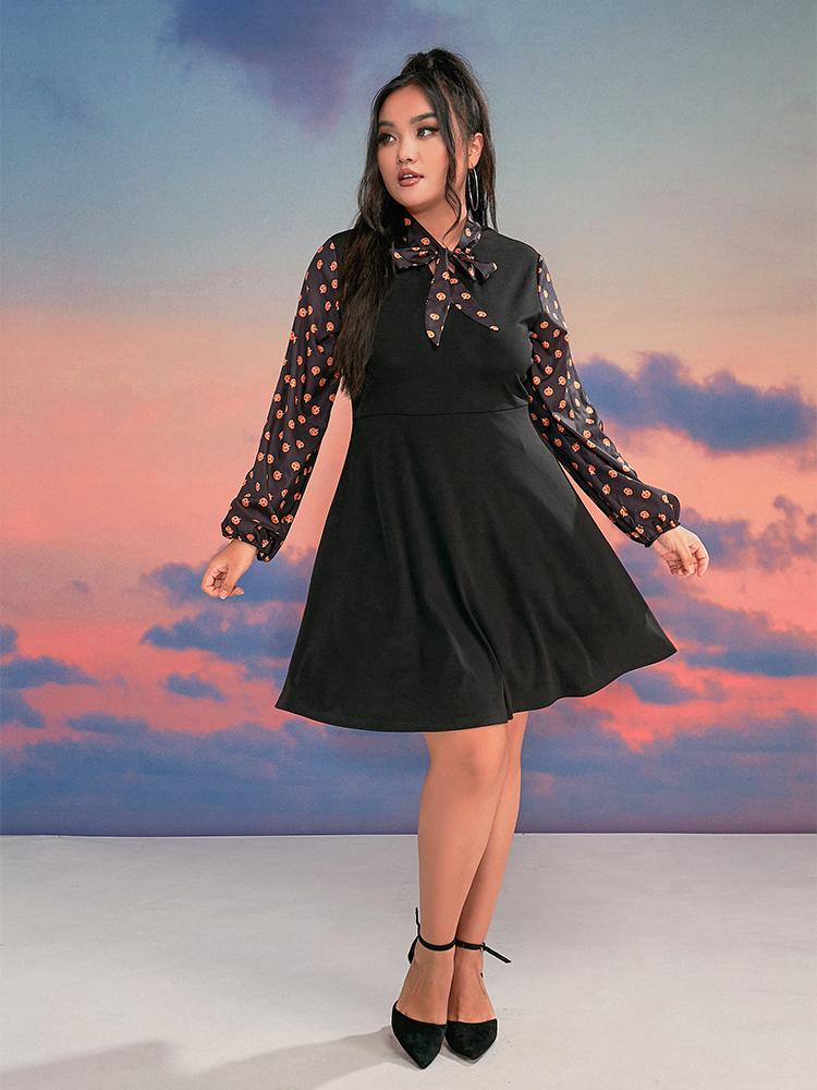 Halloween Print Bowknot Dress