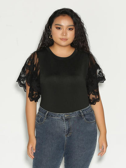 Lace Dolman Sleeve T-Shirt