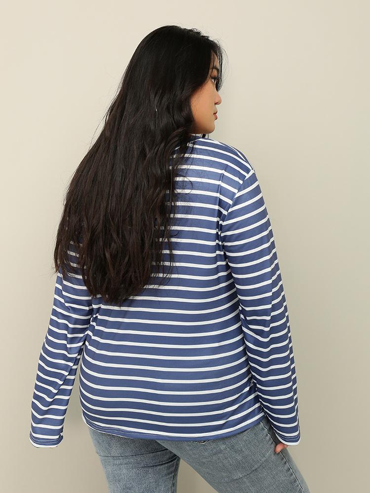 Blue Striped V-Neck T-Shirt