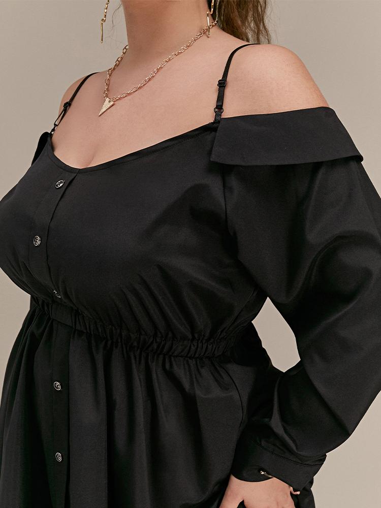 Off Shoulder Cami Ruffle Hem Dress