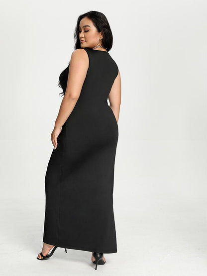 Split Solid Maxi Dress
