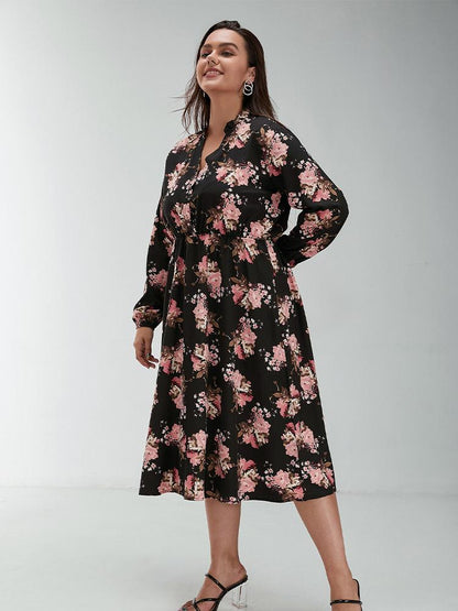 Floral Long Sleeve Midi Dress