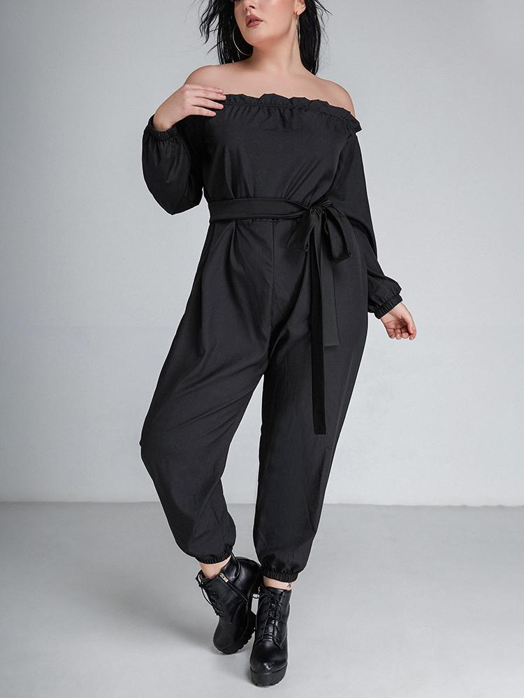 Off Shoulder Lace-up Jumpsuit