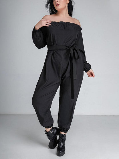 Off Shoulder Lace-up Jumpsuit