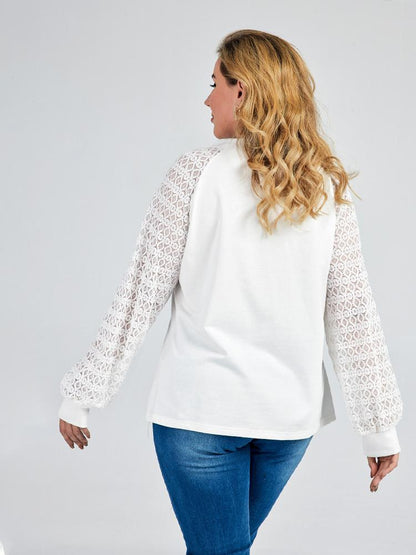 Lace Mesh Round-neck Top