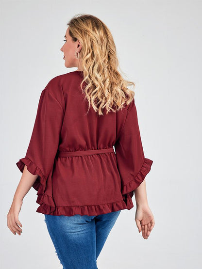 Ruffle Wrap Belt Blouse
