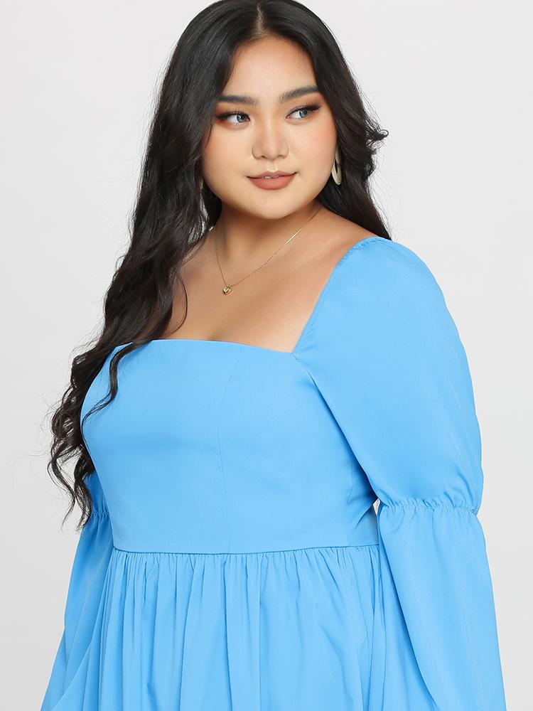 Puff Sleeves Pleated Dress