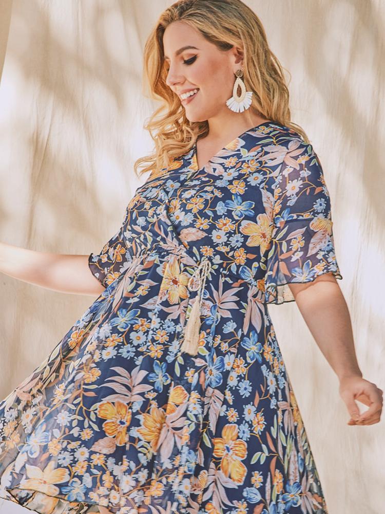 Ditsy Printed Ruffle Dress