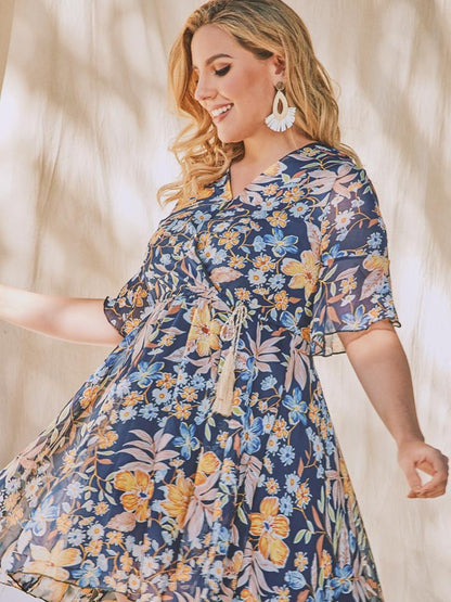 Ditsy Printed Ruffle Dress