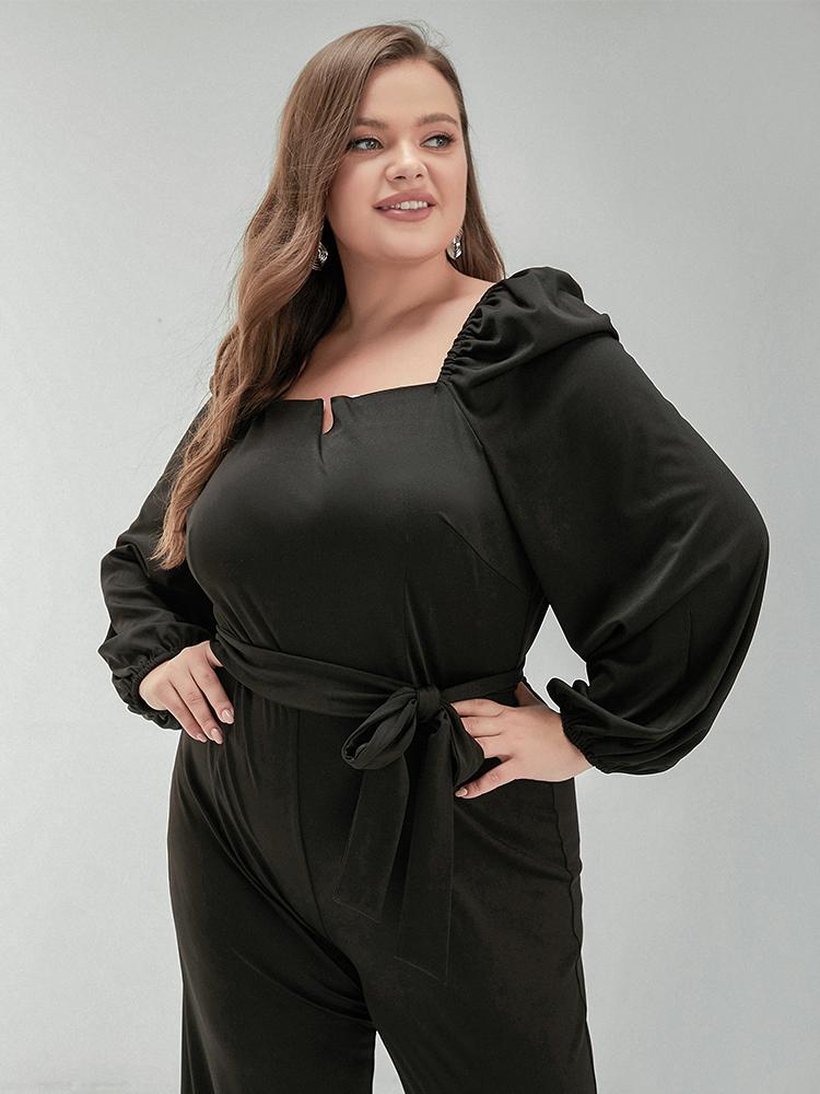 Solid Puff Sleeve Jumpsuit