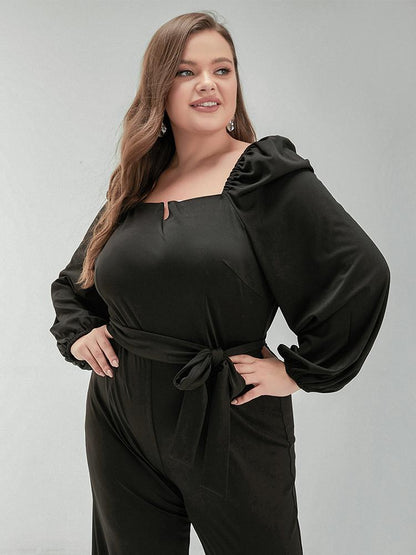 Solid Puff Sleeve Jumpsuit